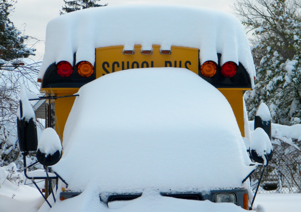 Bus Covered with Snow