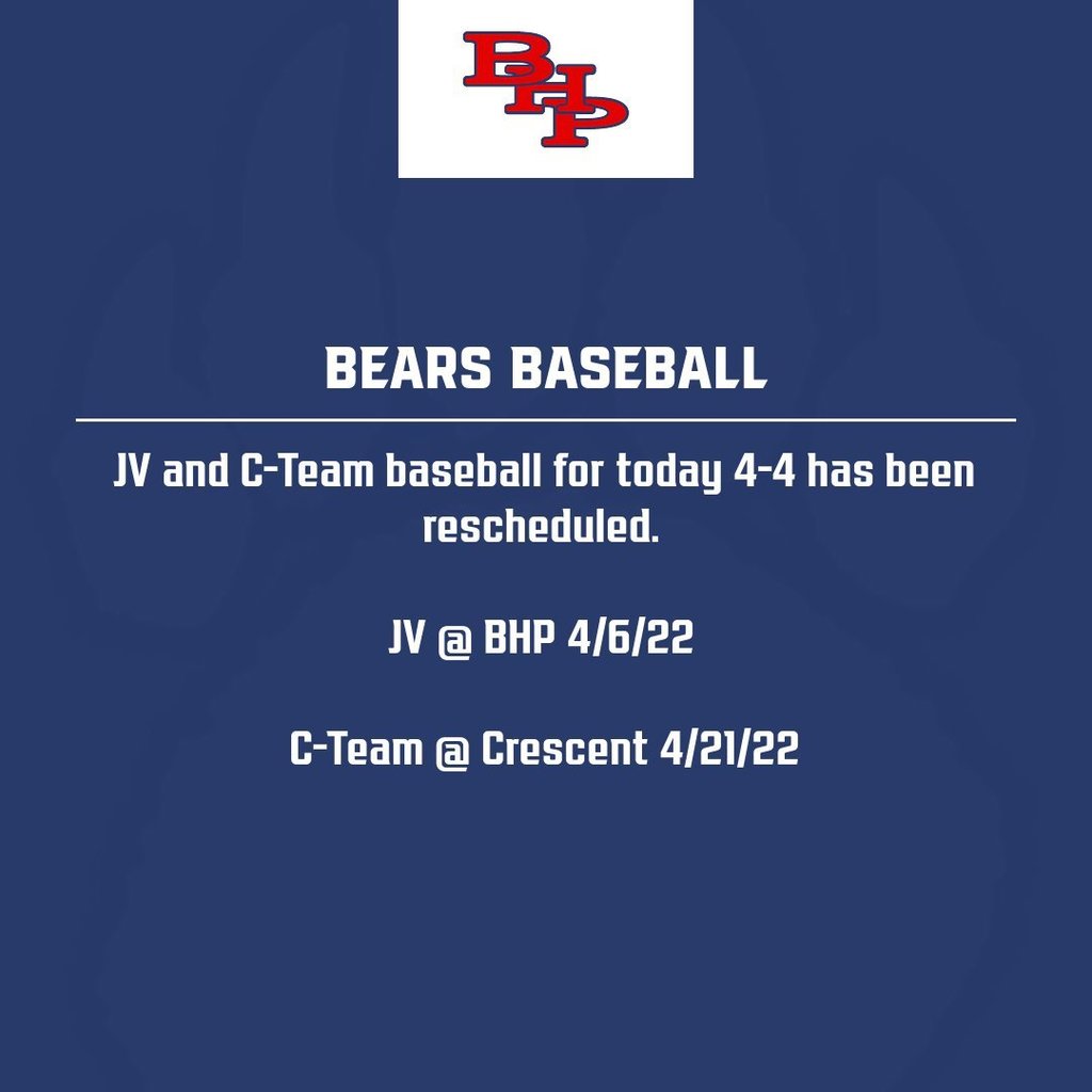 Baseball Schedule changes