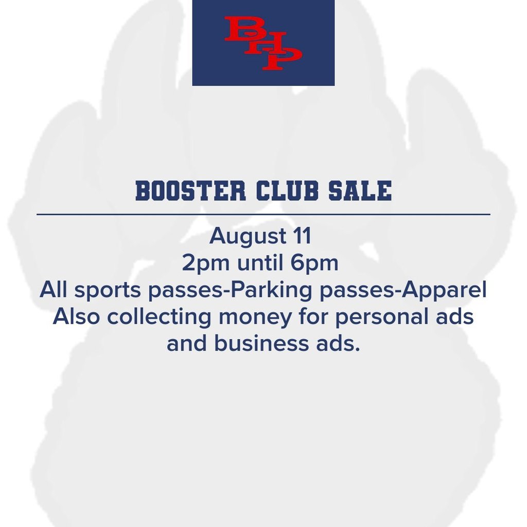 Booster Club Sale Information