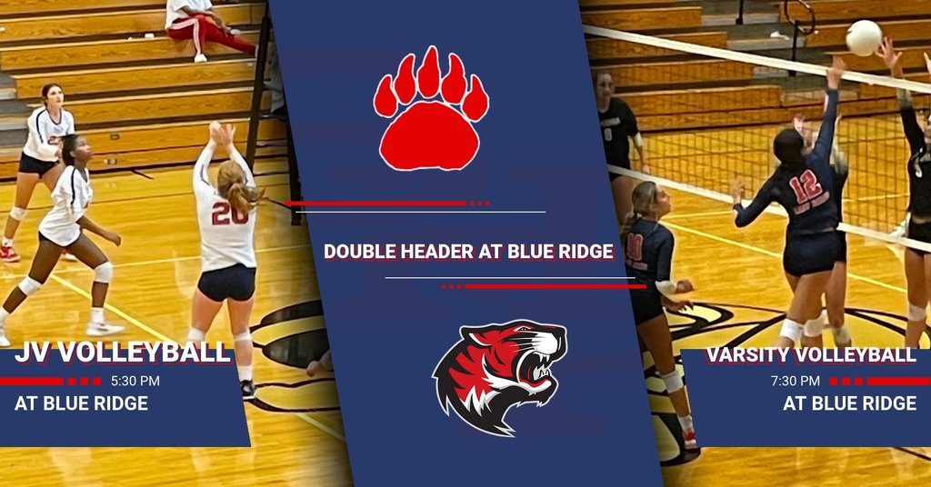 Good luck to our Volleyball teams as they travel to Blue Ridge tonight. Go Bears!