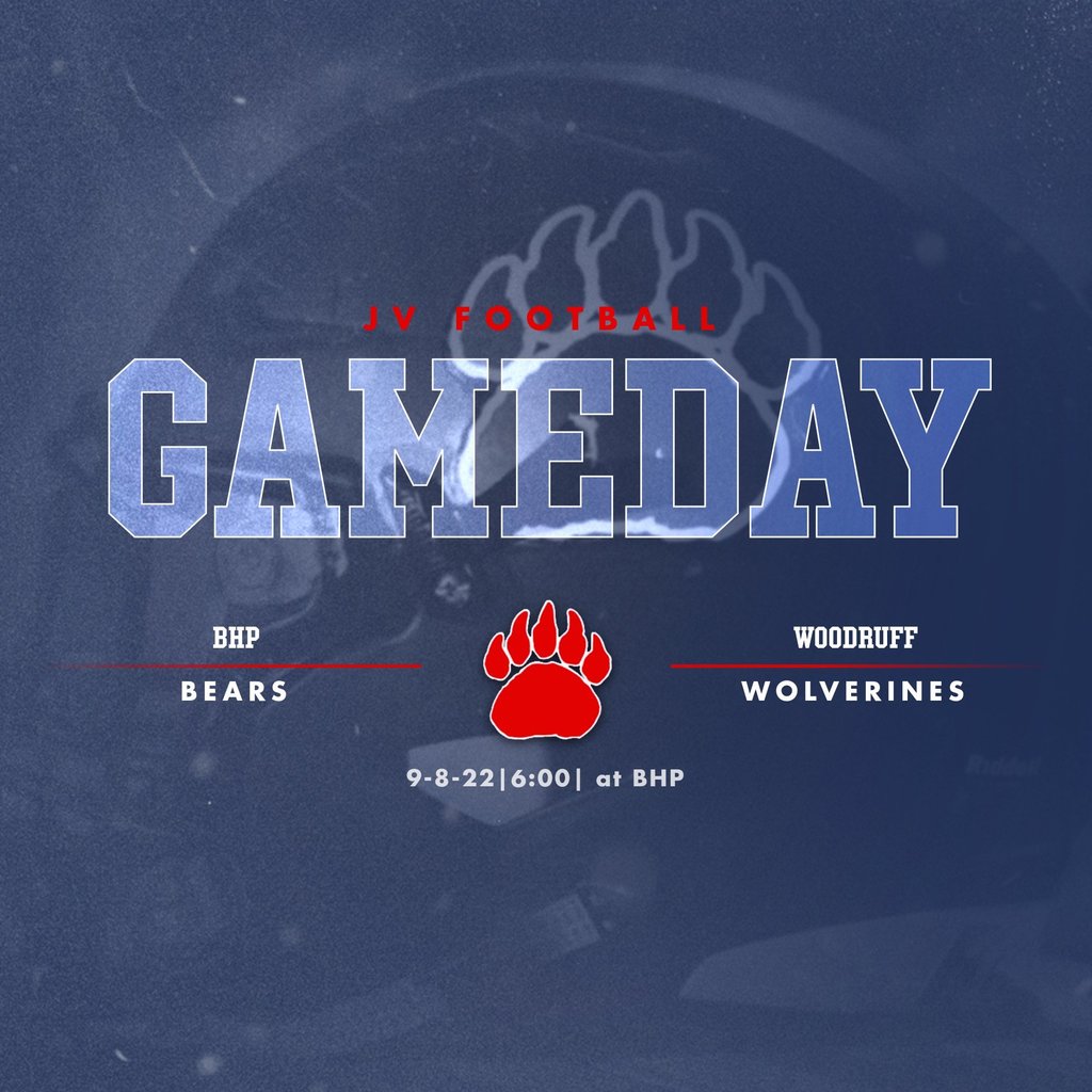 Good luck to our JV Football players as they face Woodruff tonight at Home. Go Bears!