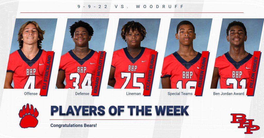 Congratulations to the Players of the Week. Go Bears!