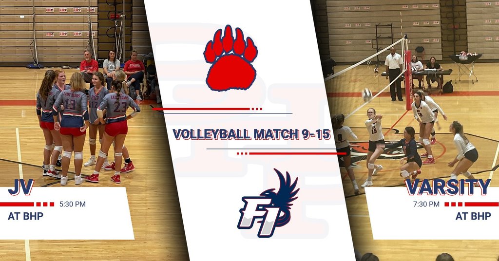 Good luck to our Volleyball teams as they take on Fountain Inn tonight at home. Go Bears!