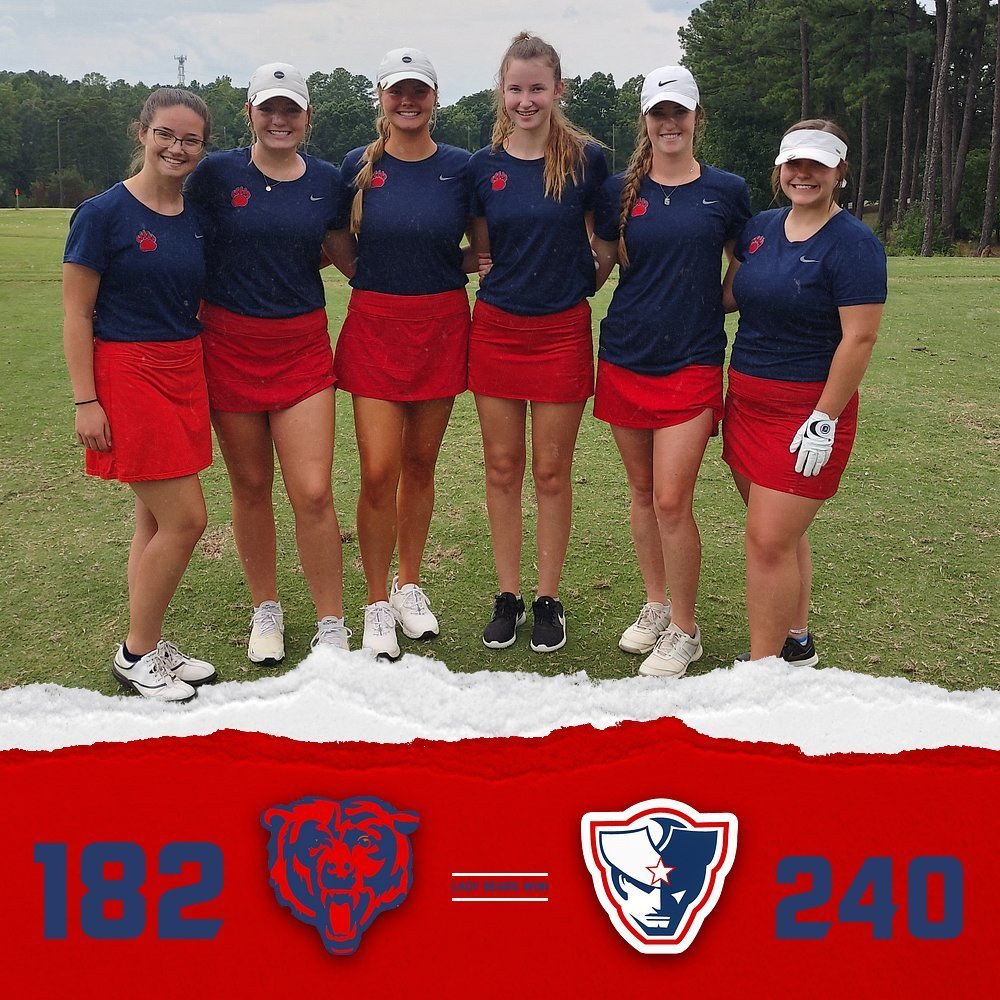 The Lady Bears get a region win against Powdersville 182-240. Emilyn Davis held the medalist title at both matches shooting a 39. Kate Gunnells followed with a 44, Julia Gilreath a 45, Addison Church a 54, Karli Baker a 63, and Elizabeth Brice a 60. Over the weekend the girls will compete in the High School Invitational in Florence, SC. 