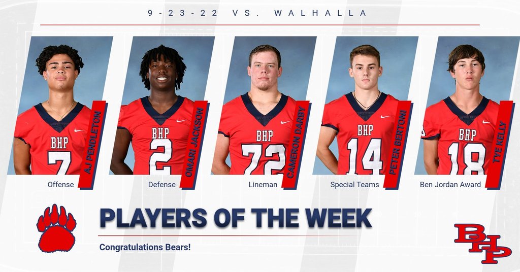Congratulations to the Players of the Week. Go Bears!