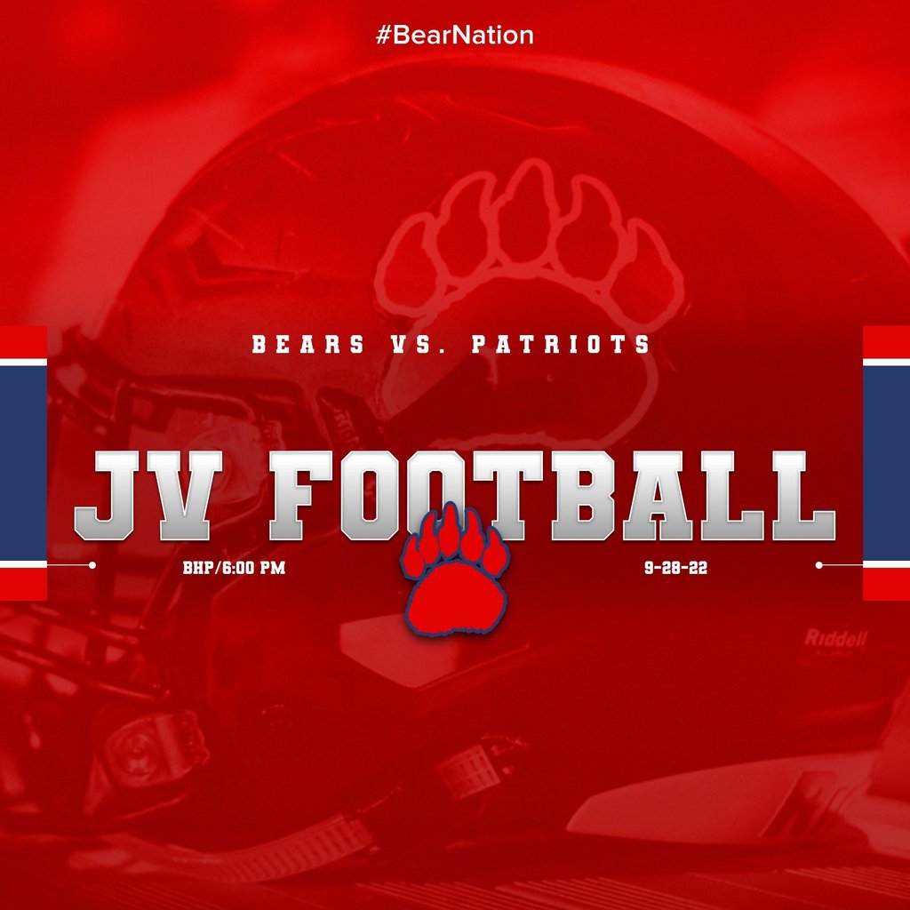 Come out to support the JV Football team  in their home game tonight vs. Powdersville. The game starts at 6:00 PM. Go Bears!