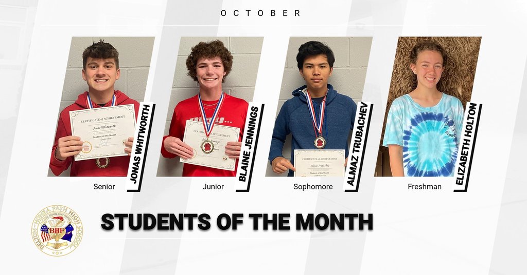 Congratulations to our October Students of The Month!