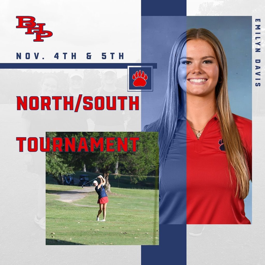 Good luck to Emilyn Davis in the North/South Golf Tournament this weekend. Go Bears!