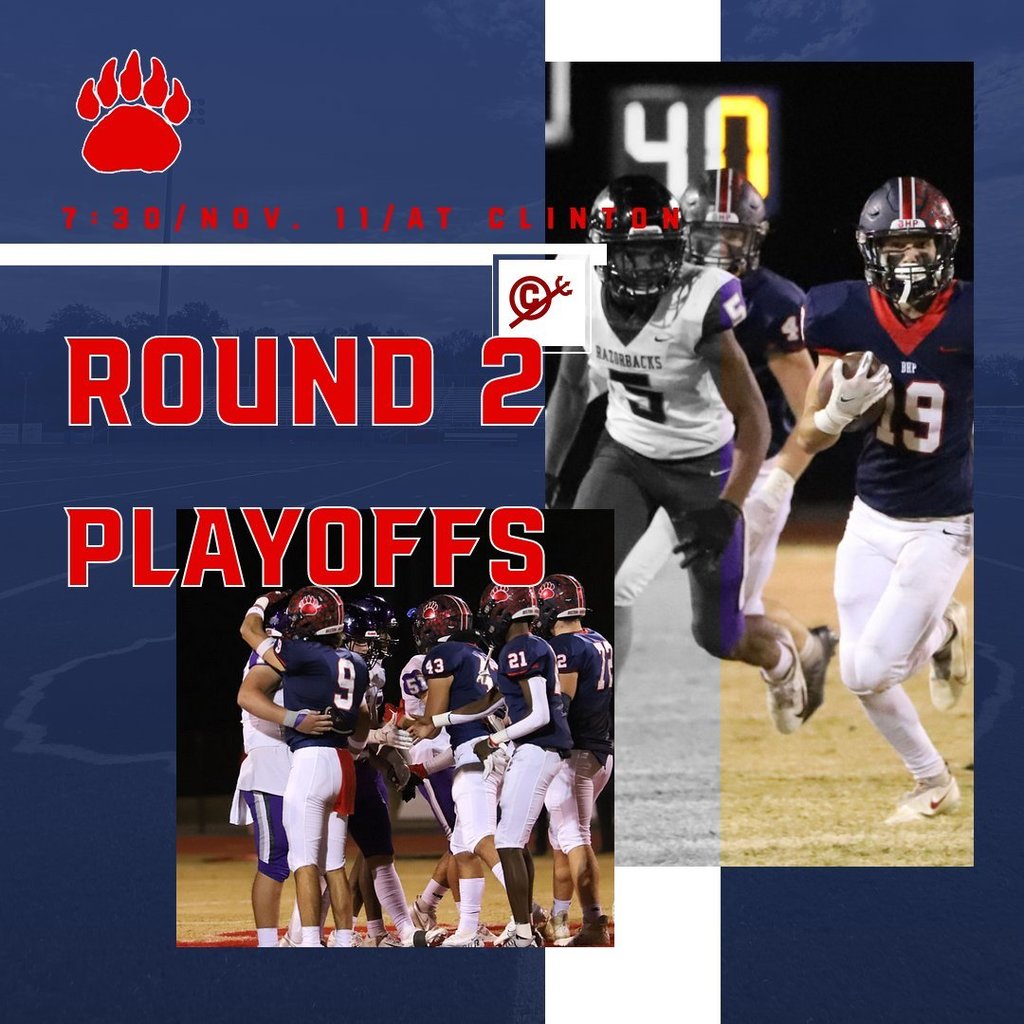 Good luck to our Varsity Football team as they travel to Clinton for their 2nd Round matchup. Go Bears!