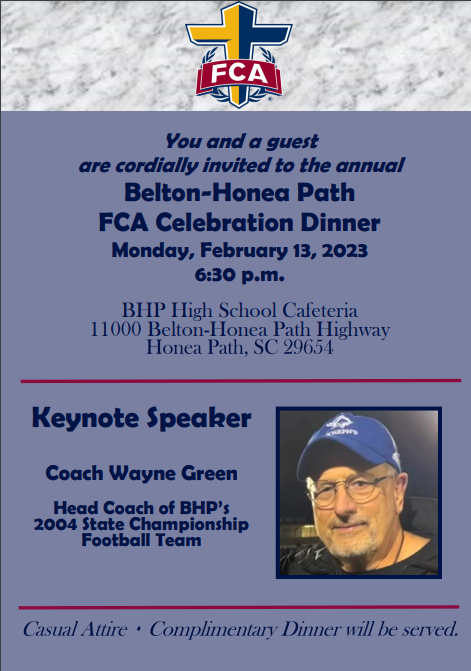 The purpose of this development dinner is to: ► expand the awareness of the FCA ministry ► hear FCA’s impact from local coaches & athletes ► seek involvement ► seek financial support