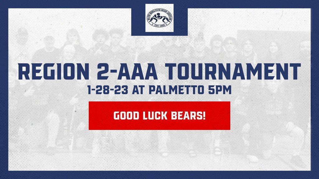 Good luck to our Wrestlers at the Region Tournament today. Go Bears!