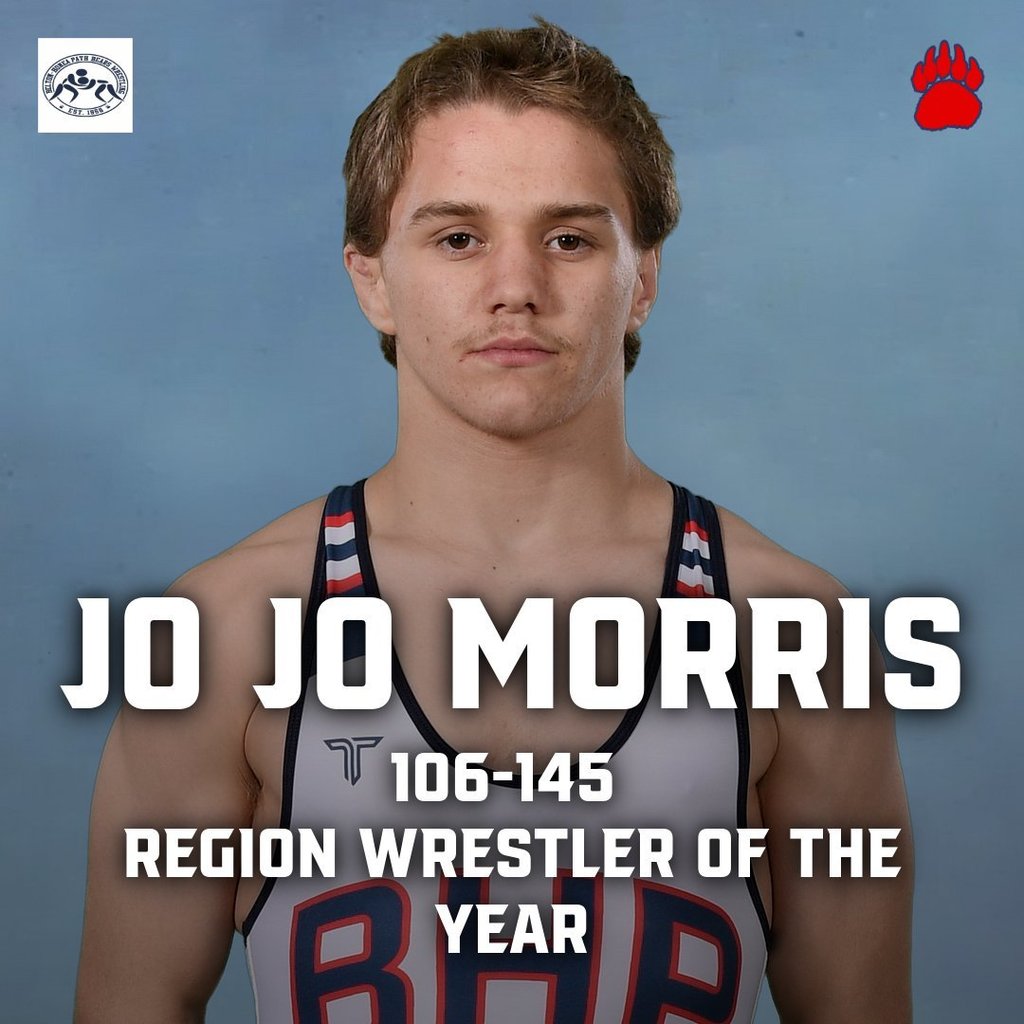 Congratulations to Jo Jo Morris for being named the Region 2-AAA Wrestler of the Year for the 106-145 weight classes. 