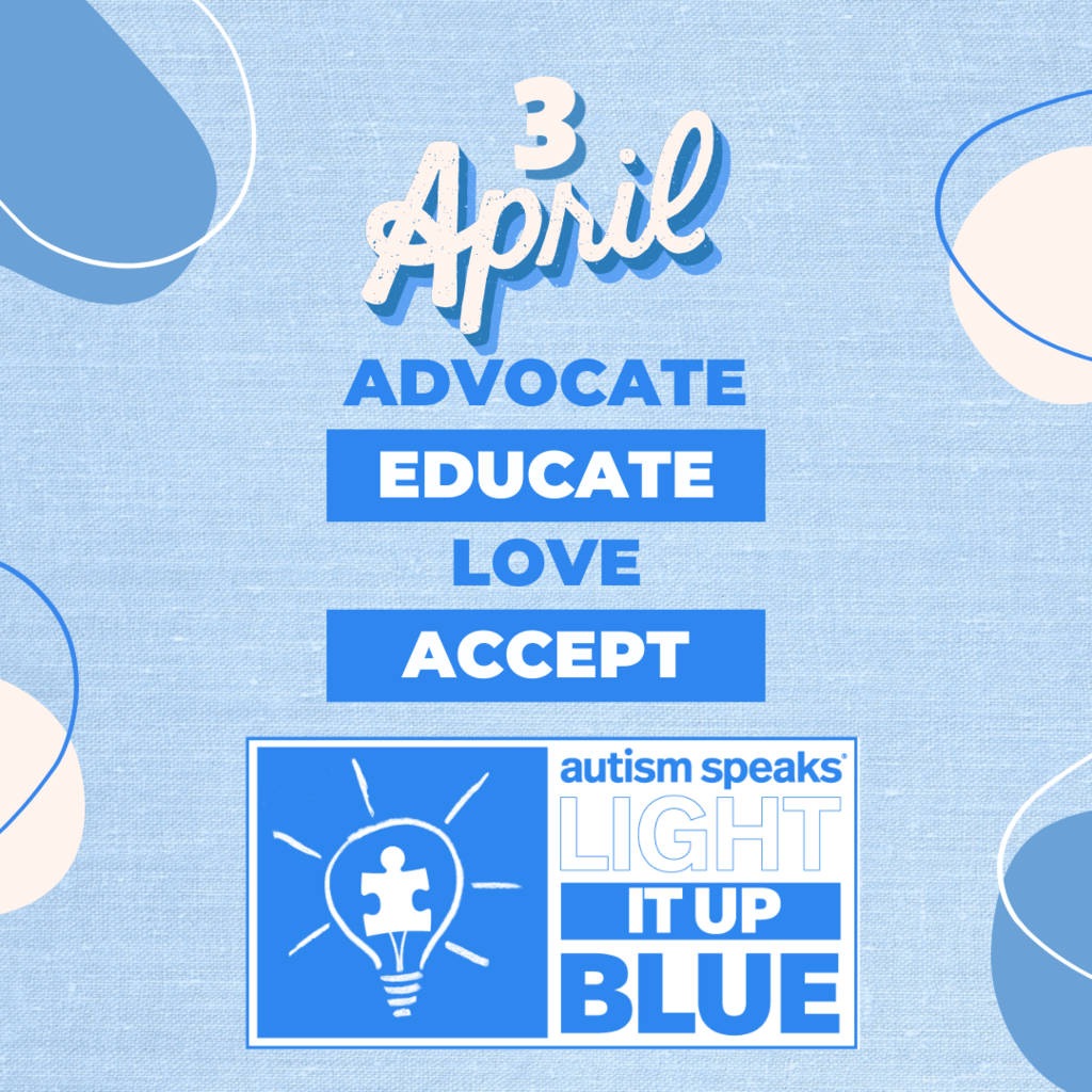 wear blue on April 3 for autism awareness month