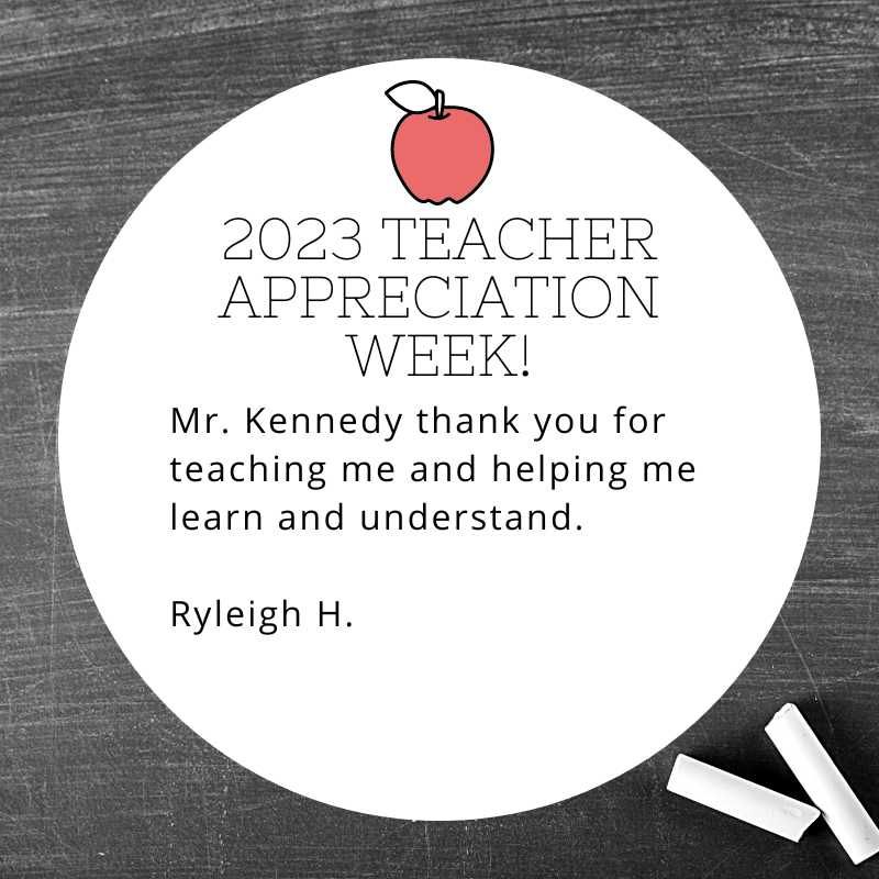 It's teacher appreciation week! Each day we're going to share a student written thank you note to their teacher.