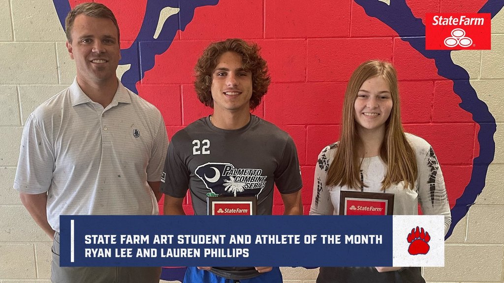 Congratulations to the State Farm Art Student and Athlete of the Month of April. Go Bears!