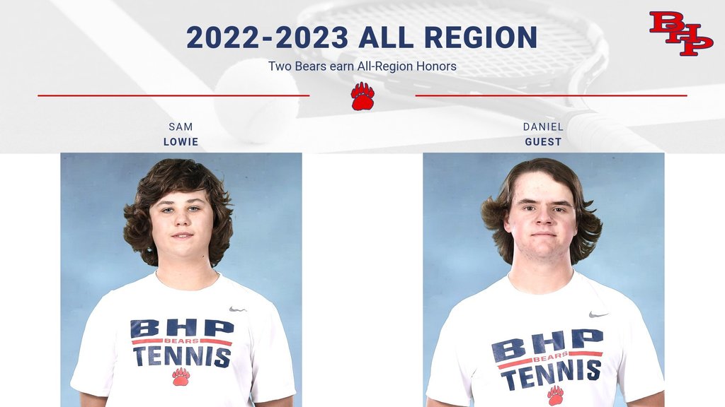 Congratulations to our boys' tennis athletes who were chose as All-Region. Go Bears!
