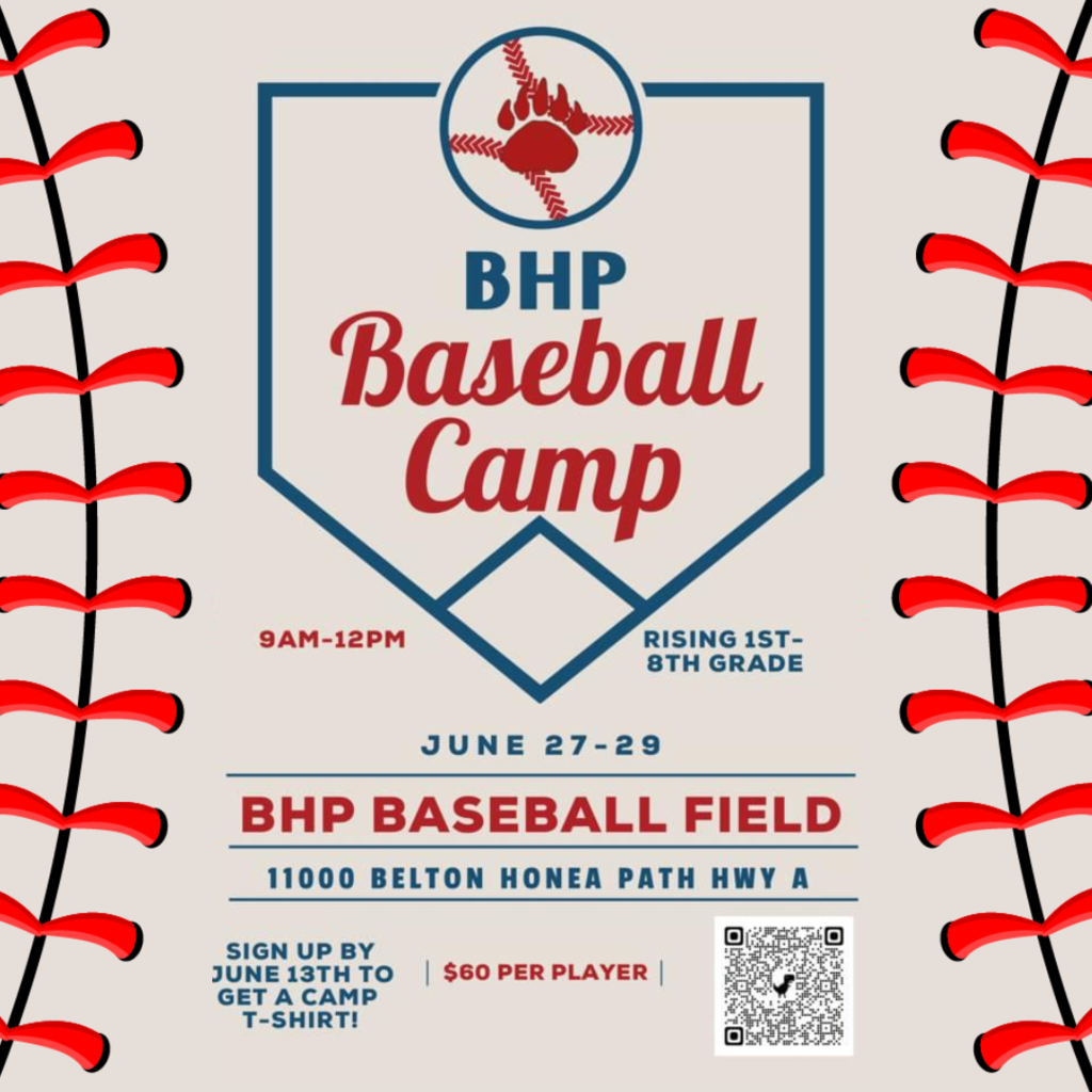 Campers will be learning the fundamentals of hitting, defense, pitching, and baserunning. Cost is $60 per camper. We will accept cash/check on the day of camp. Those who register by June 13th are guaranteed a camp t-shirt.  https://bit.ly/baseballcamp23